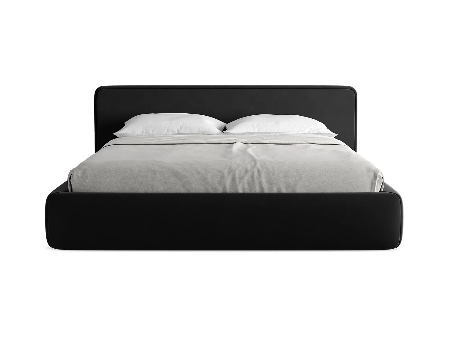 Bett mit Bettkasten - 220 x 225 - Samt - Schwarz - KIANA
