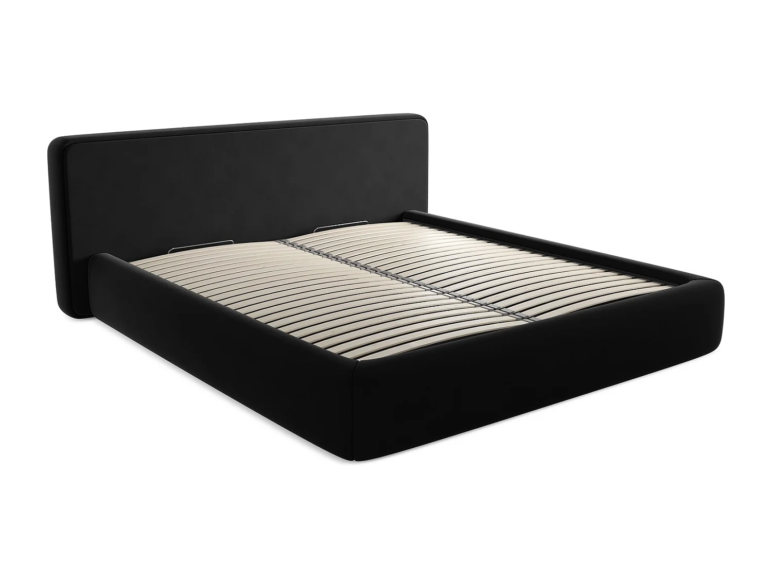 Lit coffre en velours 180 x 200 - noir - KIANA