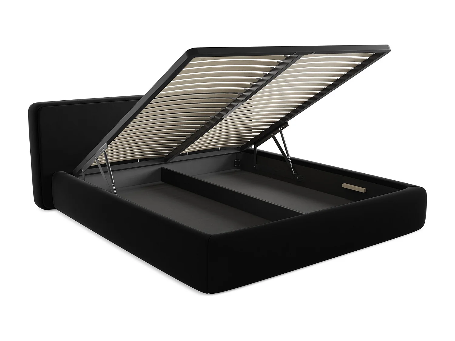 Lit coffre en velours 180 x 200 - noir - KIANA