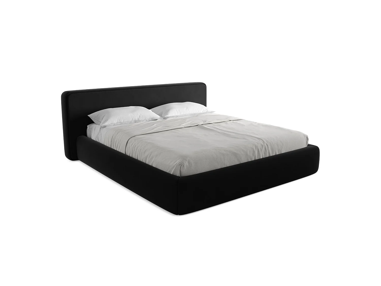 Lit coffre en velours 220 x 225 - noir - FIRENZE