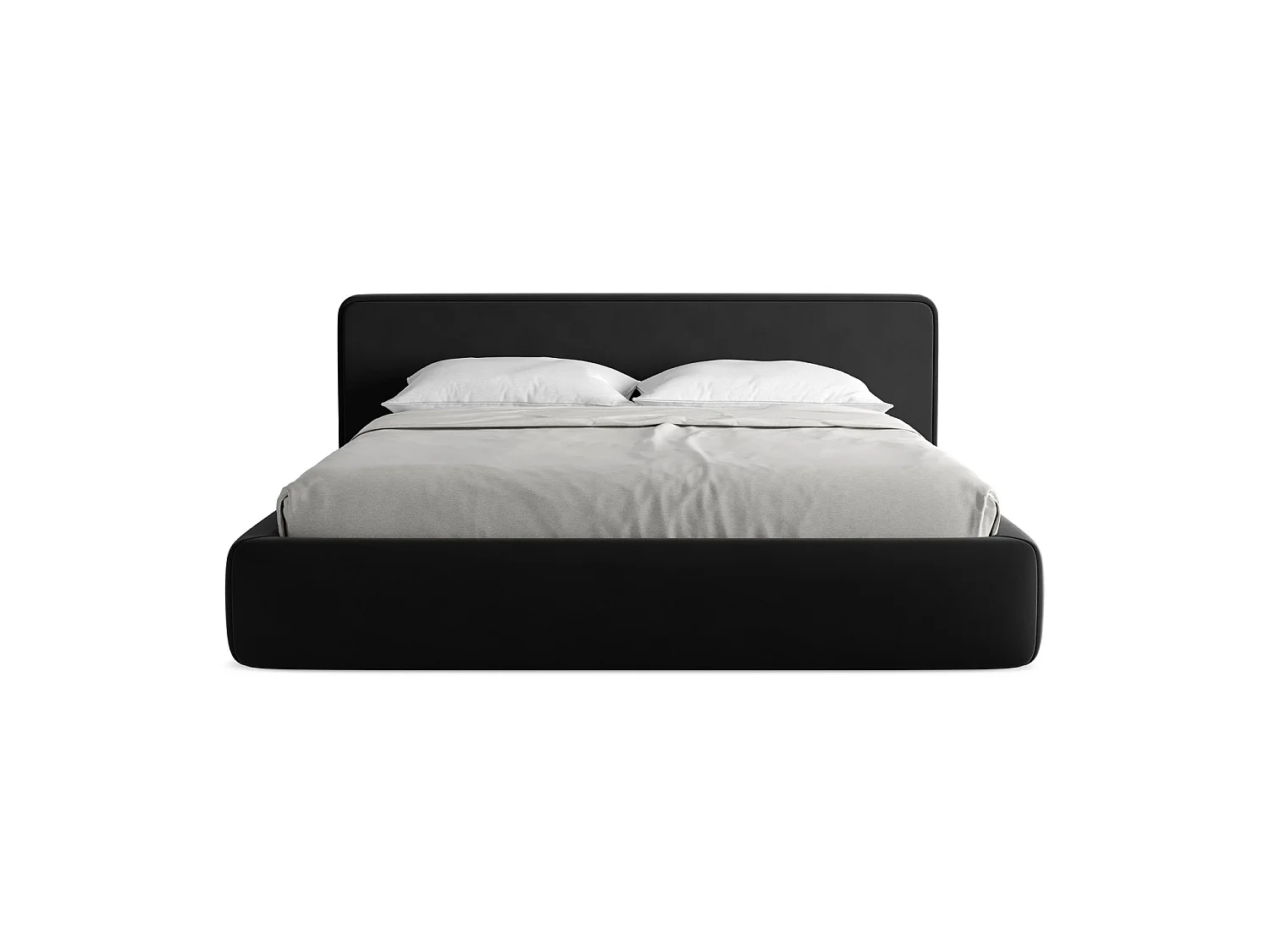 Lit coffre en velours 220 x 225 - noir - FIRENZE
