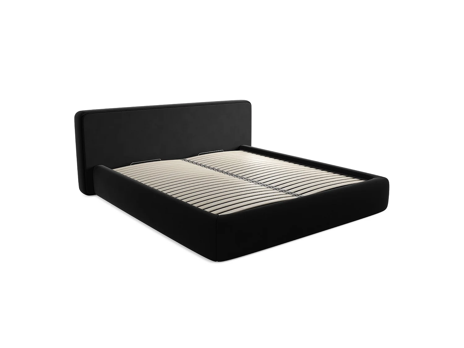 Lit coffre en velours 220 x 225 - noir - FIRENZE