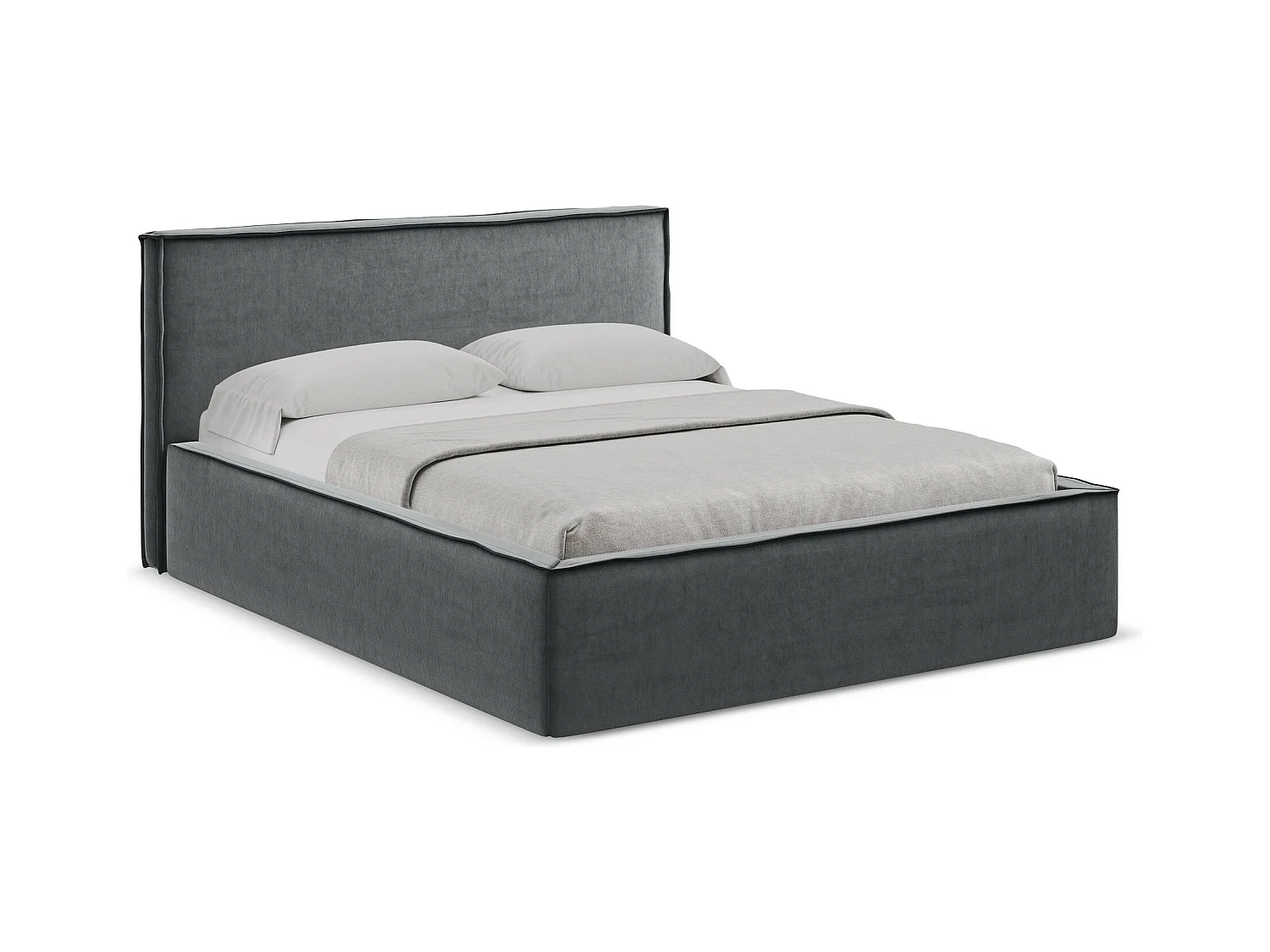 Bett mit Bettkasten - 180 x 228 - Samt - Stahl - ANANI