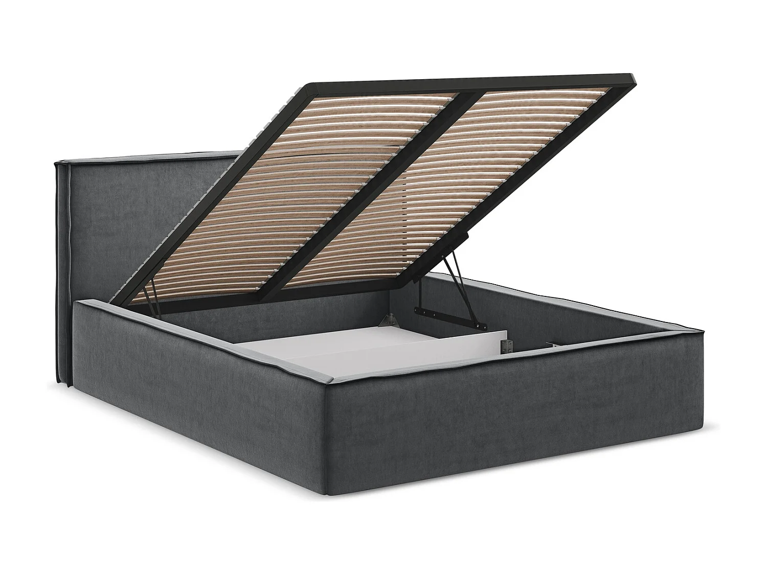 Lit coffre en velours 160 x 200 - acier - ANANI