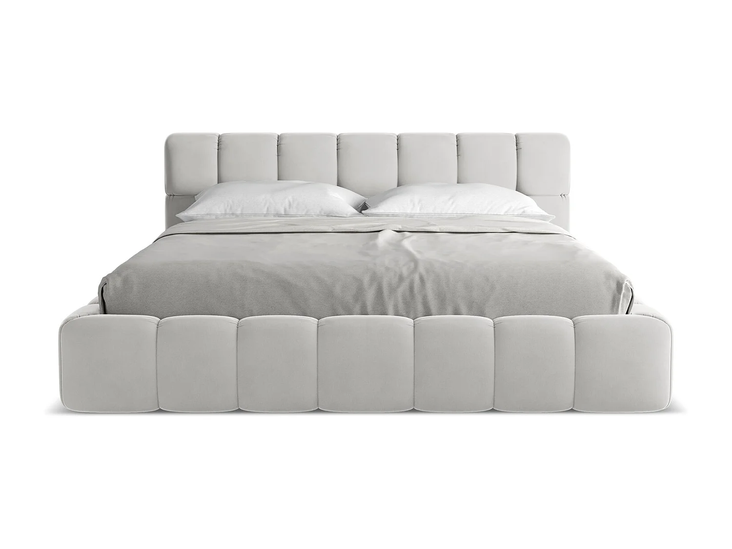 Lit coffre en velours 180 x 200 - argent - NALU