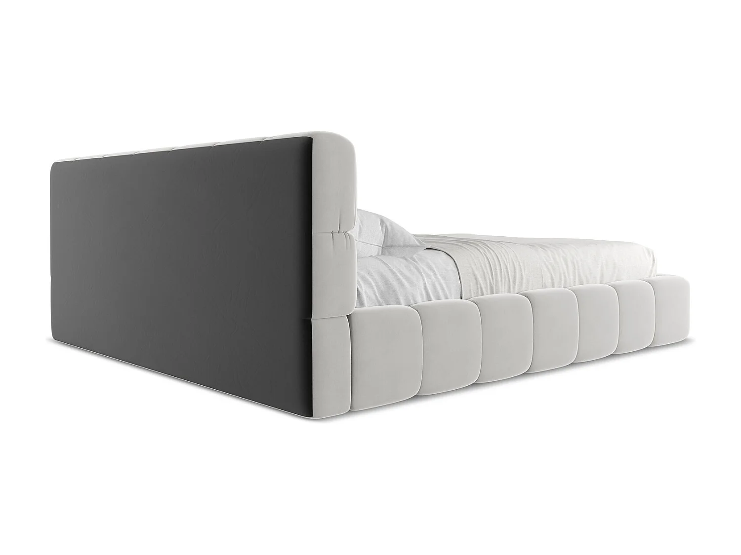 Lit coffre en velours 180 x 200 - argent - NALU