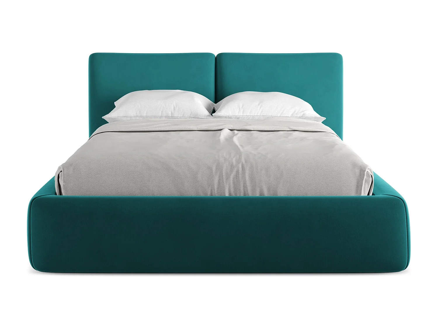 Bett mit Bettkasten - 160 x 228 - Samt - Marine - HOKU