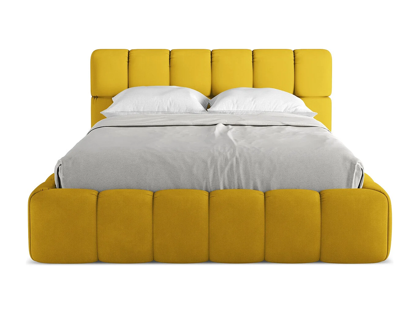 Lit coffre en tissu chenille 140 x 200 - moutarde - NALU