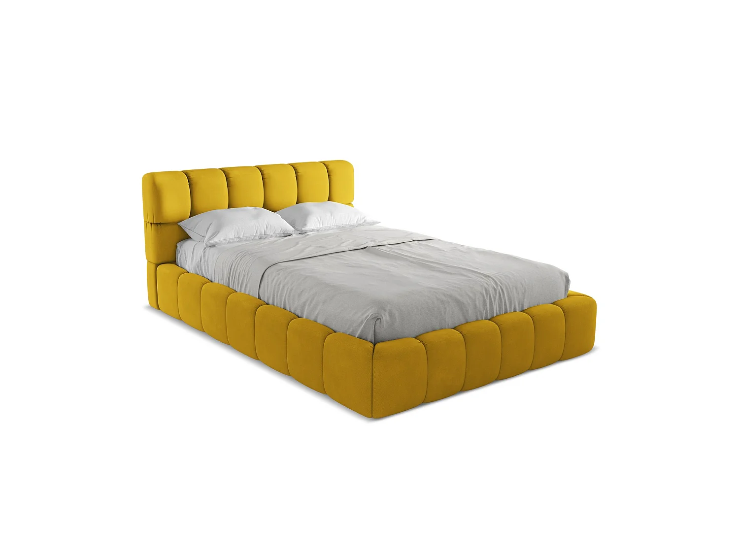 Lit coffre en tissu chenille 160 x 228 - moutarde - ROMA