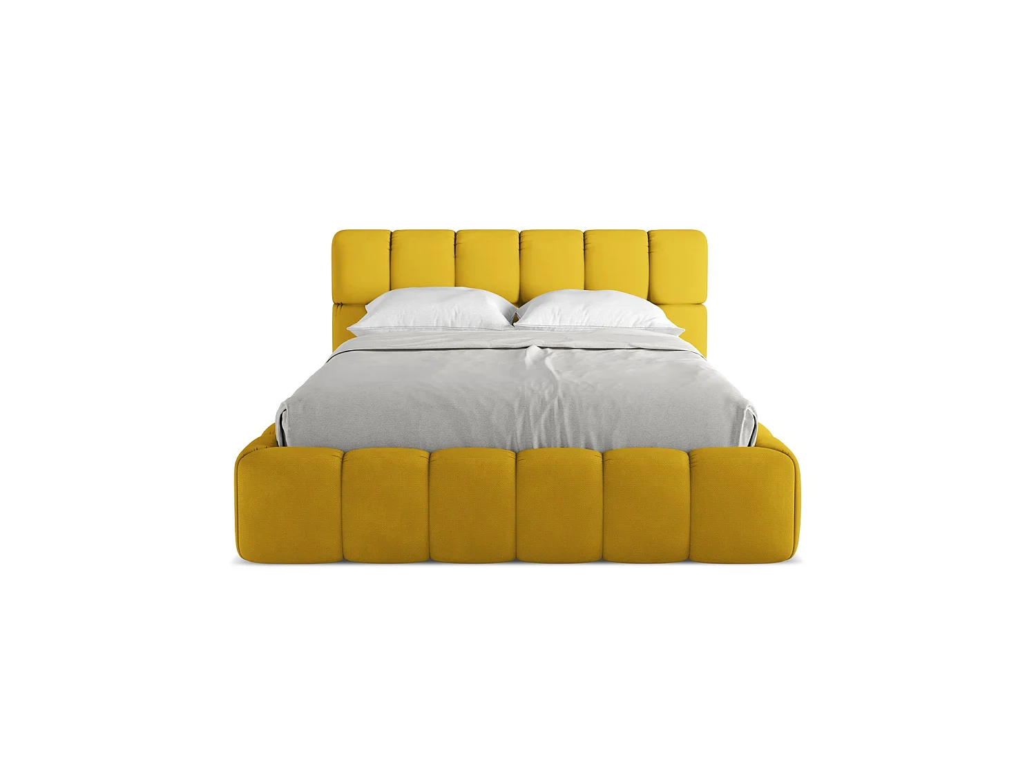 Lit coffre en tissu chenille 160 x 228 - moutarde - ROMA