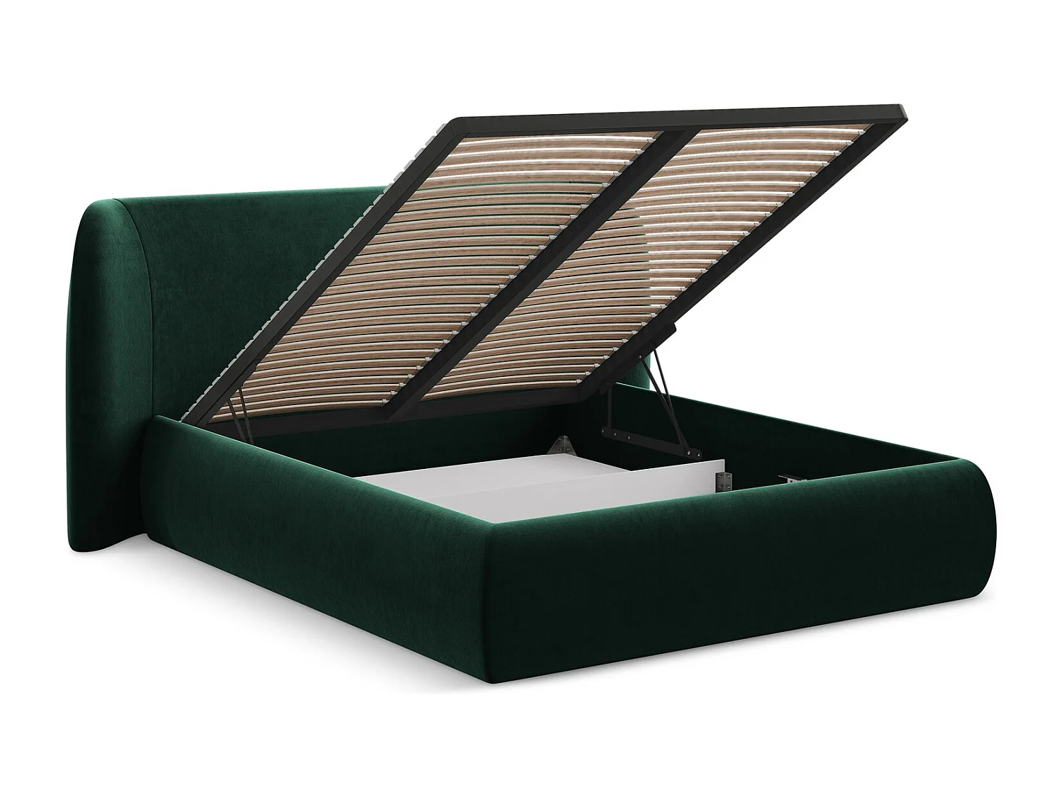 Lit coffre en velours 140 x 200 - bouteille verte - HAUKE