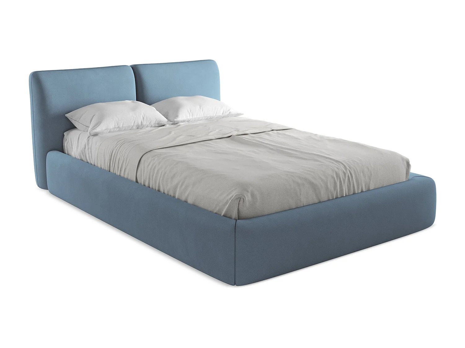 Bed met opbergruimte 160 x 228 - chenille stof - jeans - HOKU