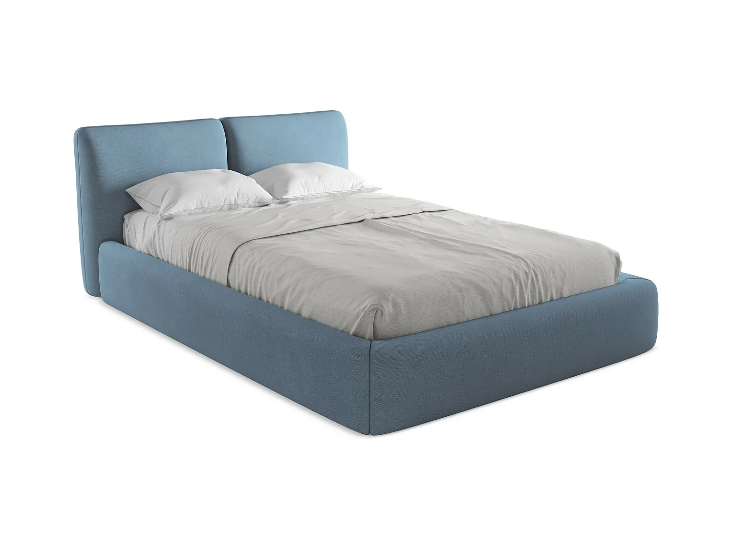 Lit coffre en tissu chenille 140 x 200 - jeans - HOKU