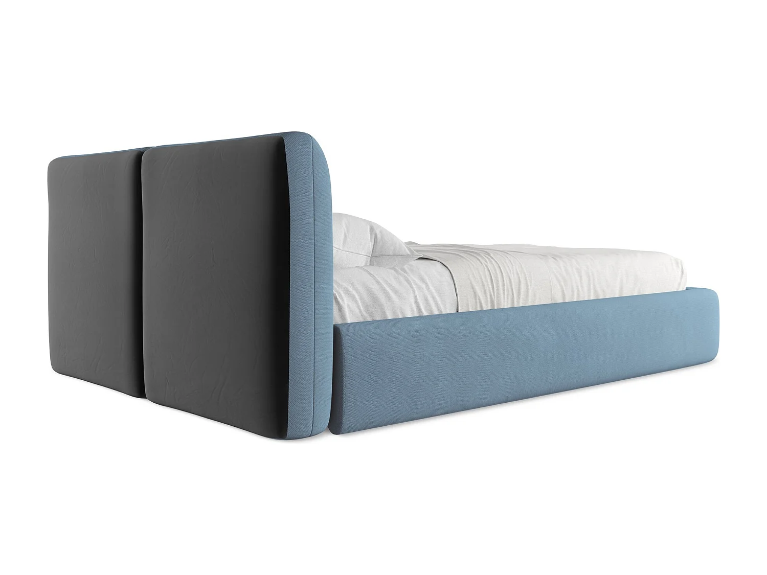 Lit coffre en tissu chenille 140 x 200 - jeans - HOKU