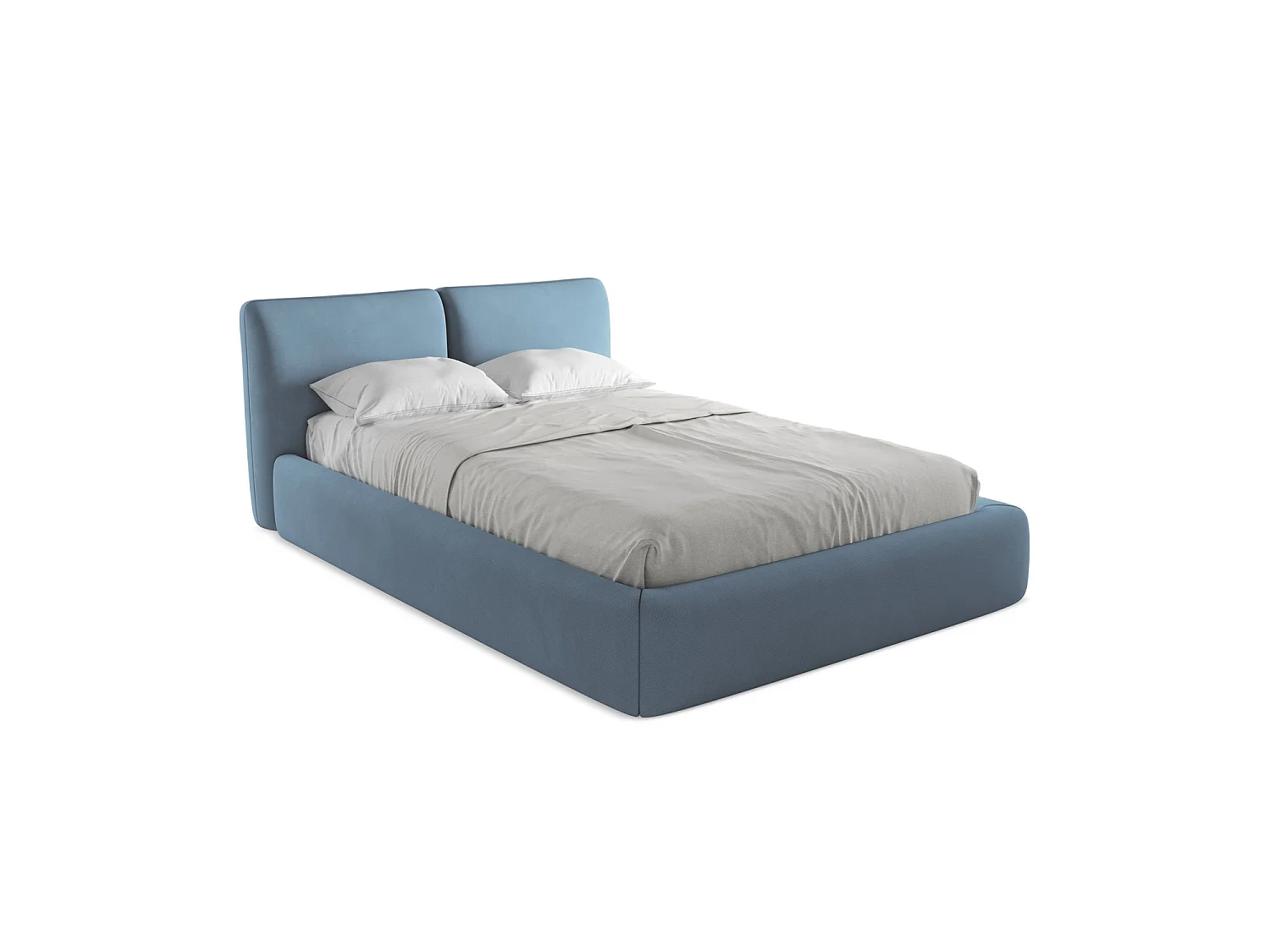 Bett mit Bettkasten - 160 x 228 - Chenille - Jeans - MILANO