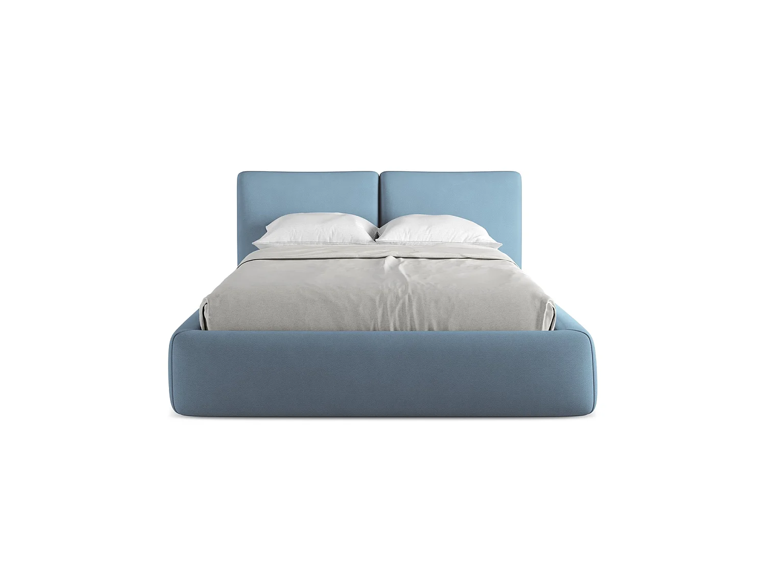 Bett mit Bettkasten - 160 x 228 - Chenille - Jeans - MILANO