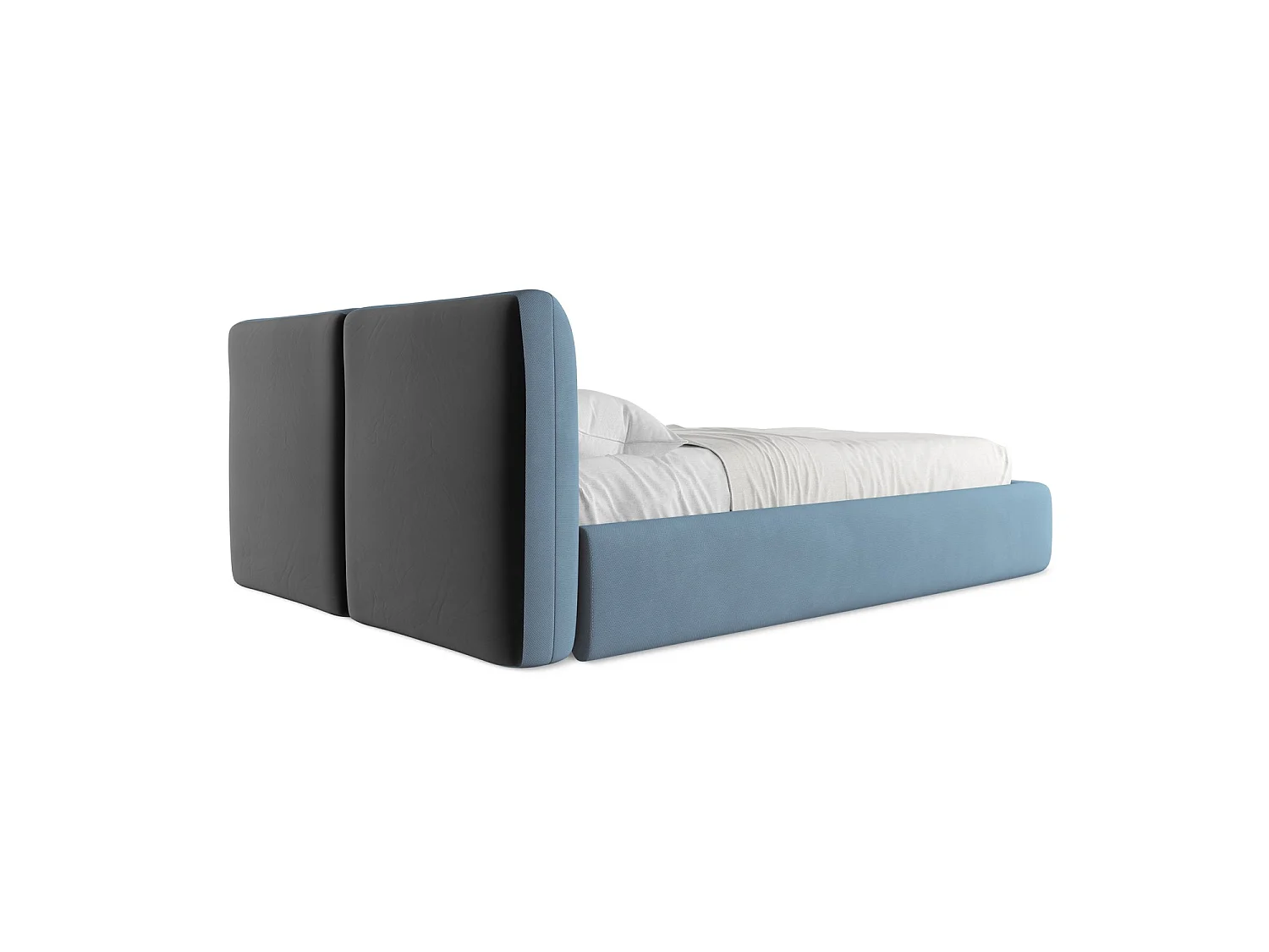 Bett mit Bettkasten - 160 x 228 - Chenille - Jeans - MILANO