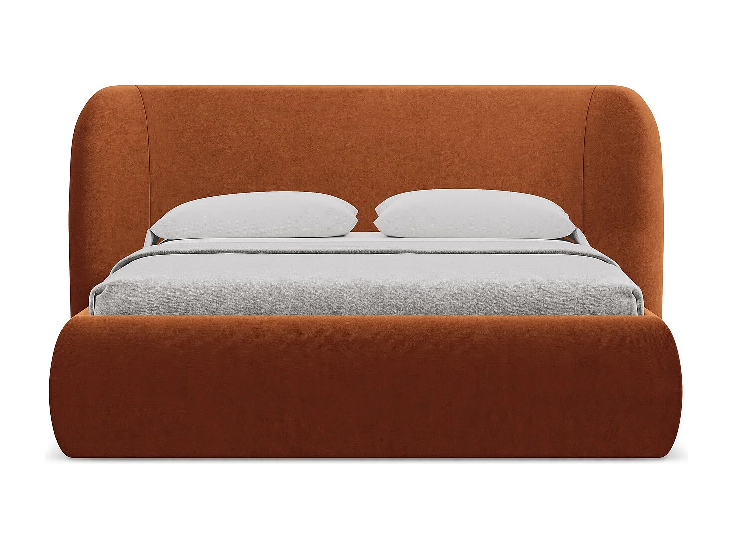 Lit coffre en velours 140 x 200 - terre cuite - HAUKE