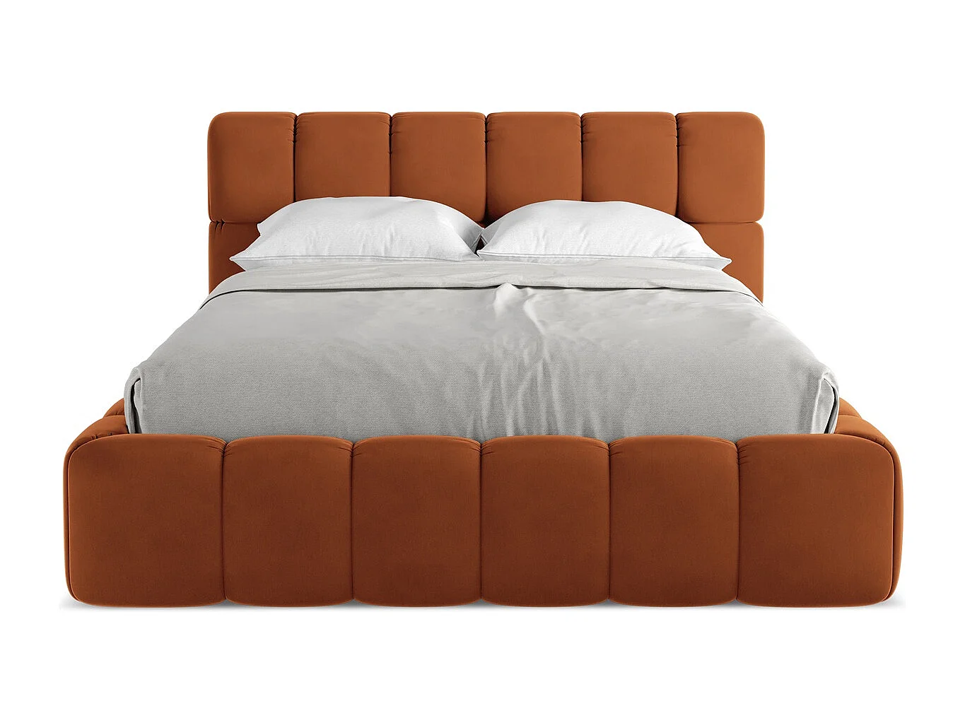 Bed met opbergruimte 160 x 228 - velours - terracotta - NALU