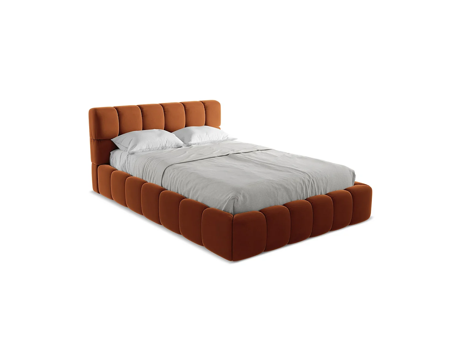 Bed met opbergruimte 160 x 228 - velours - terracotta - ROMA