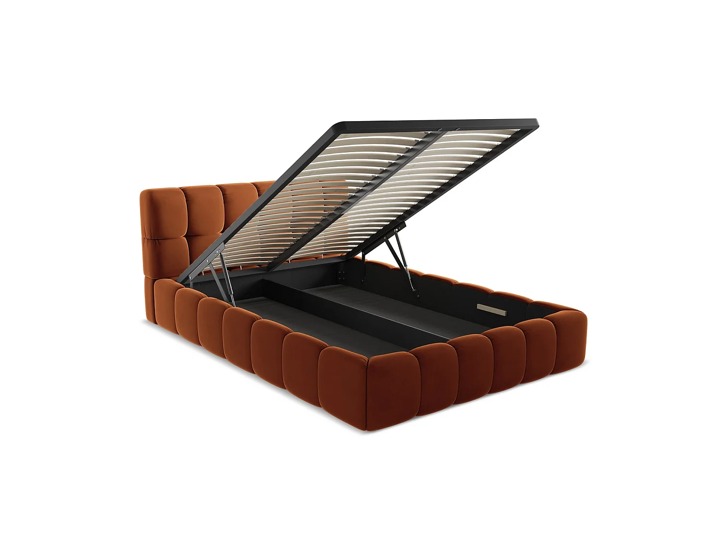 Bed met opbergruimte 160 x 228 - velours - terracotta - ROMA