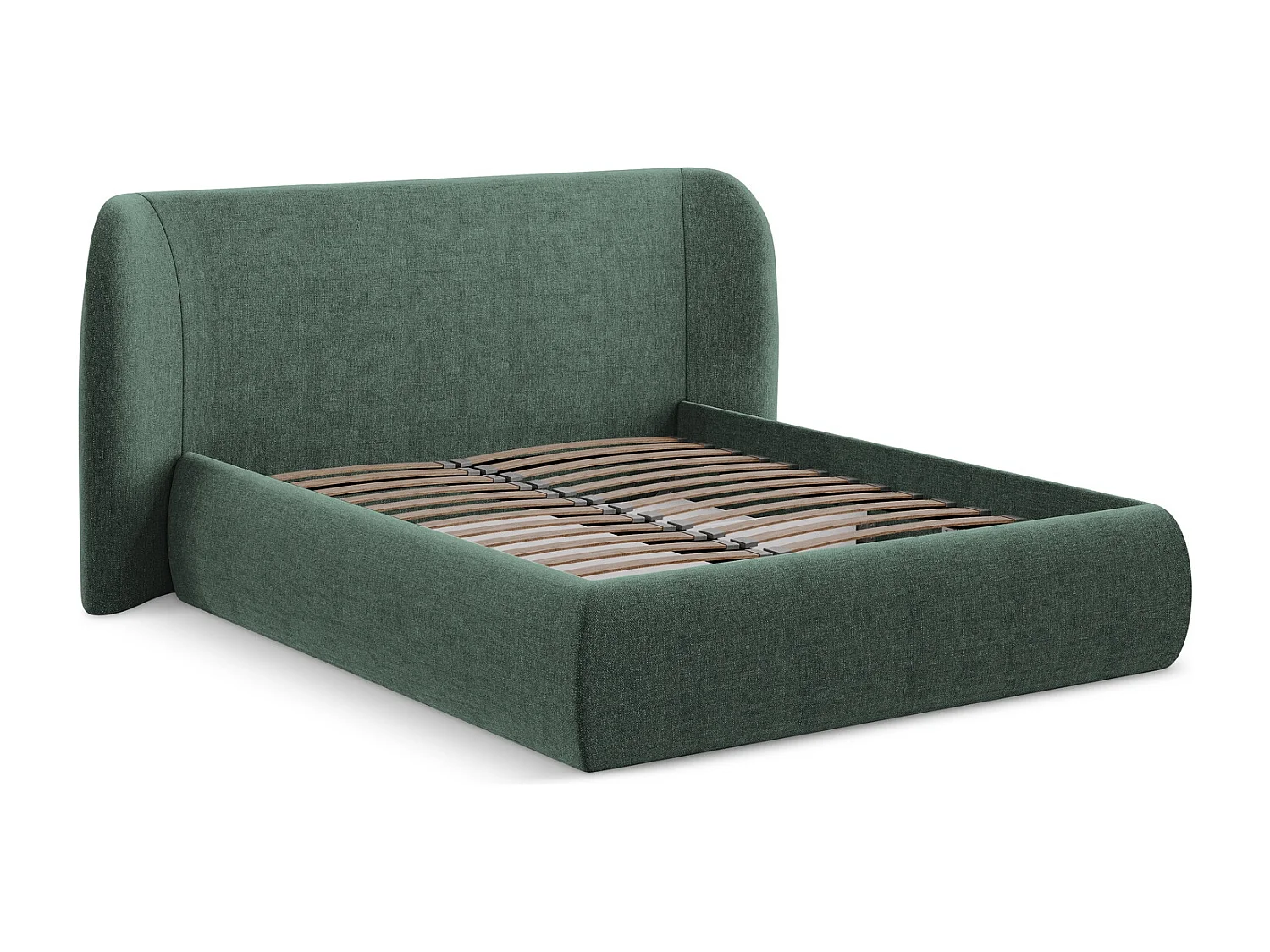 Lit coffre en tissu chenille 140 x 200 - vert - HAUKE