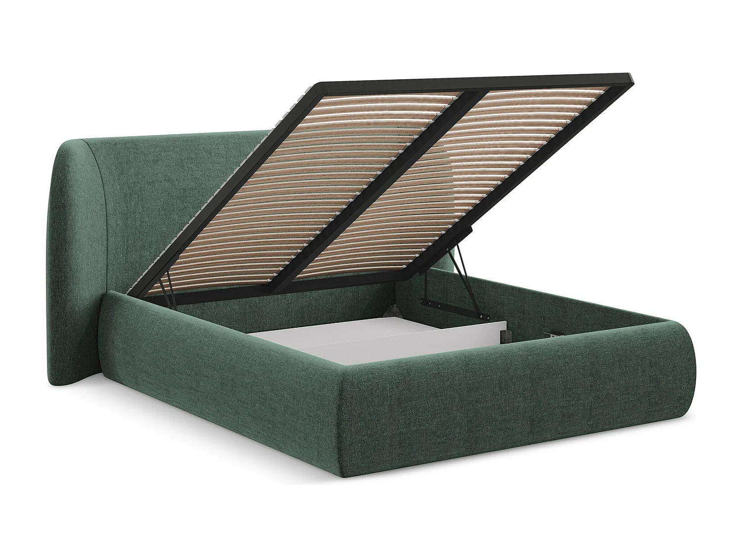 Bed met opbergruimte 190 x 215 - chenille stof - groente - HAUKE