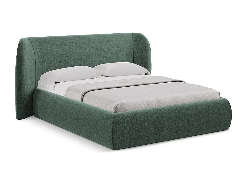 Lit coffre en tissu chenille 140 x 200 - vert - HAUKE