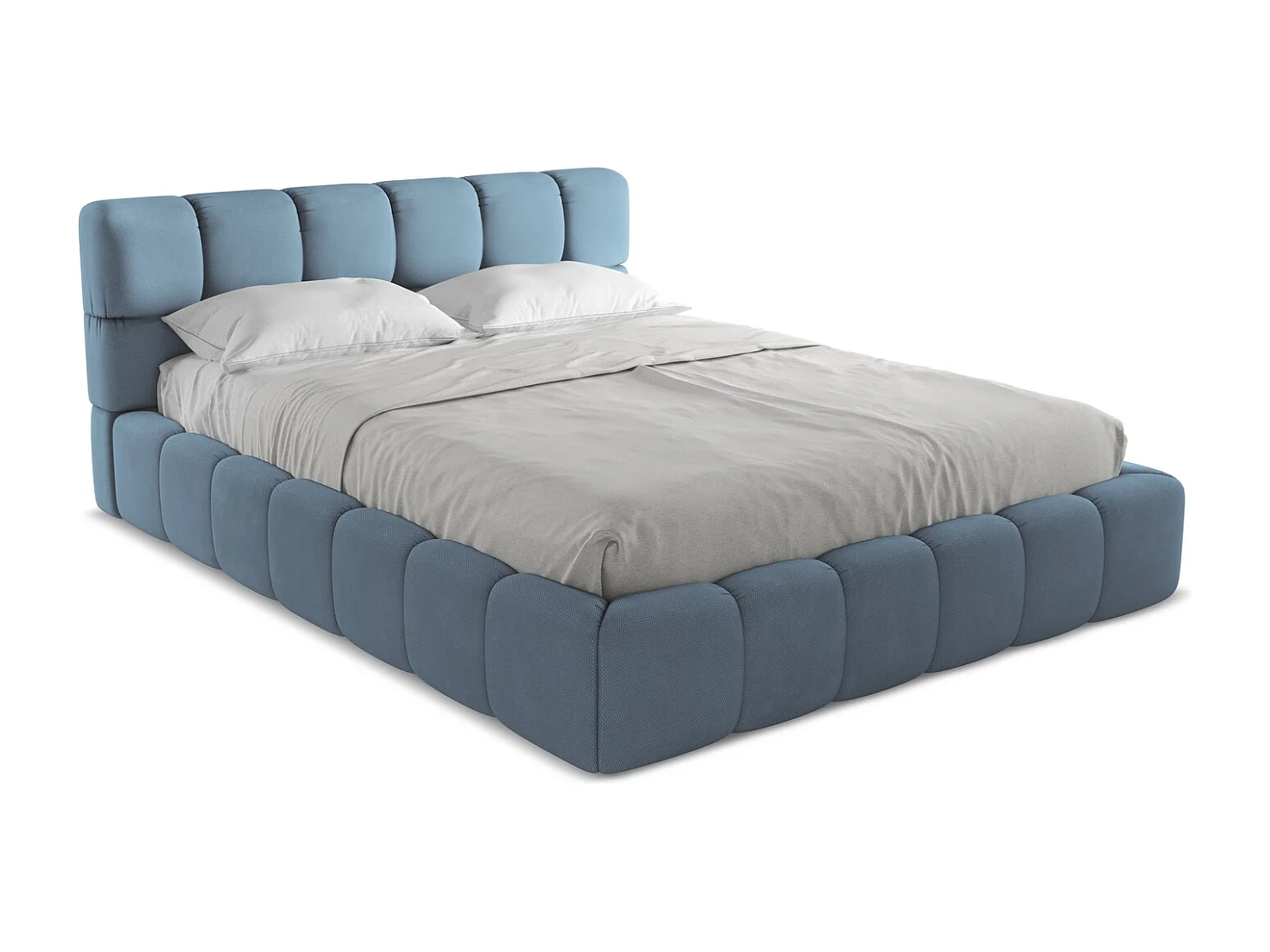 Bed met opbergruimte 180 x 228 - chenille stof - jeans - NALU