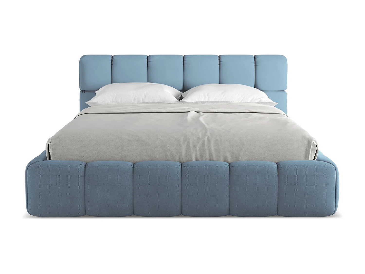 Bed met opbergruimte 180 x 228 - chenille stof - jeans - NALU