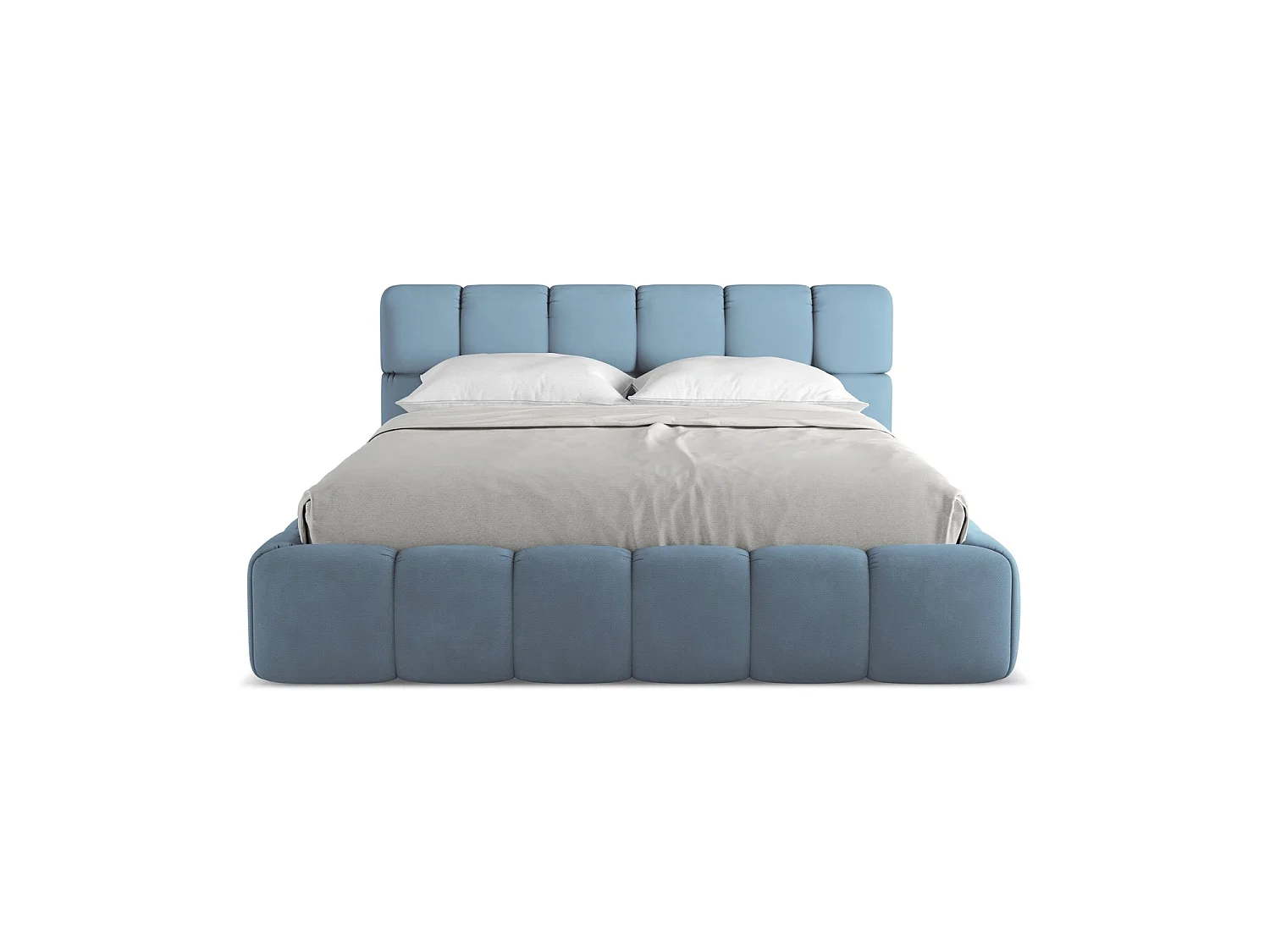 Lit coffre en tissu chenille 180 x 228 - jeans - ROMA