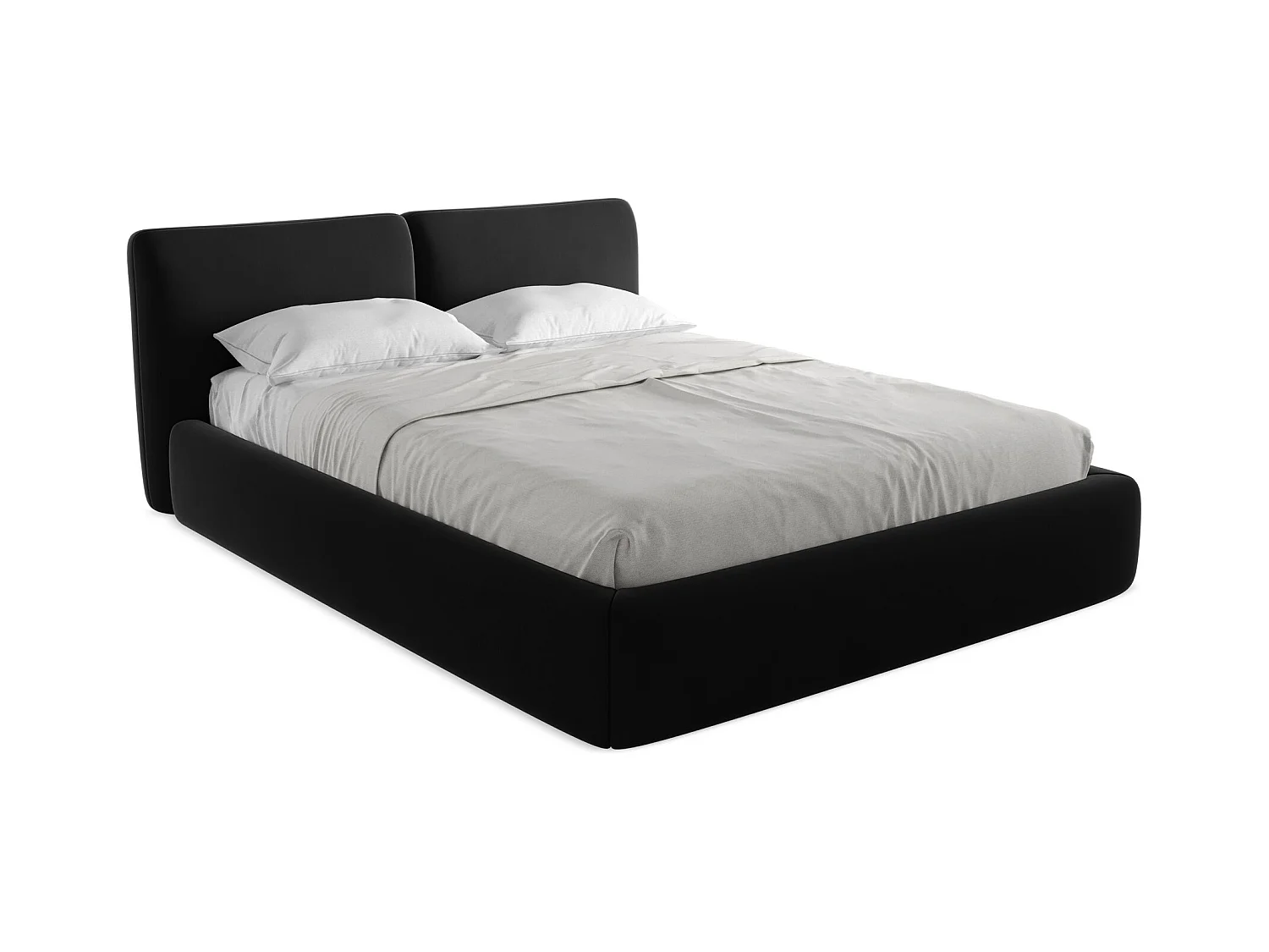 Lit coffre en velours 160 x 200 - noir - HOKU