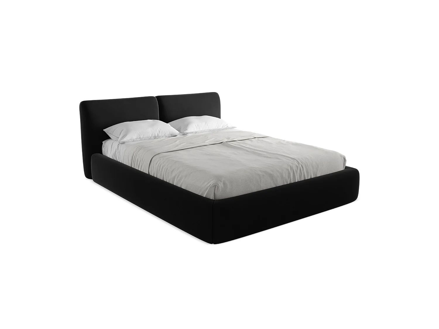 Lit coffre en velours 180 x 228 - noir - MILANO