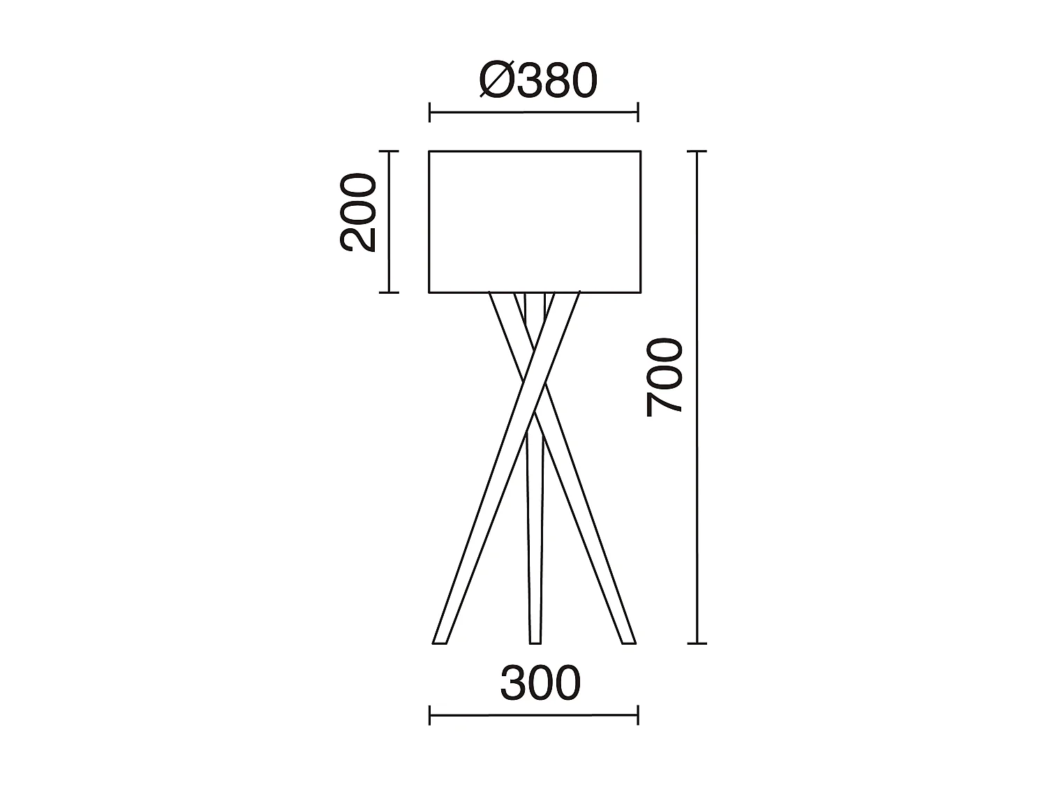 Stehleuchte WOOD im klassischen Stil – Höhe 70 cm – E27 60 W – 2 Meter Kabel – an/aus – Buchenholz – Lampenschirm ø38 cm – weiße Baumwolle