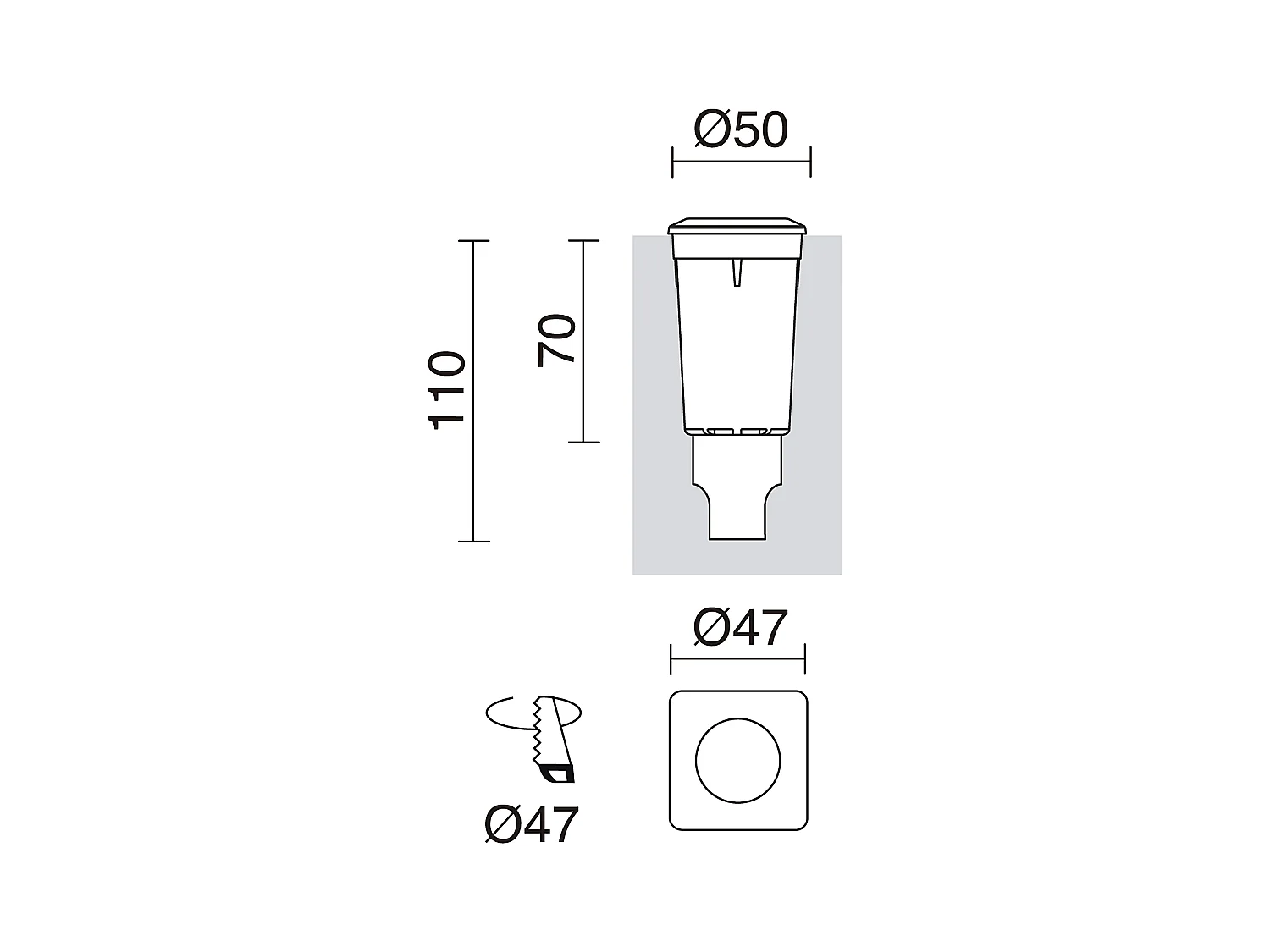 Empotrable de suelo RAIN estilo moderno y versátil -D. ø5 cm -cuadrado - G9 1,7W - 170lm y 3K - resina - ip67 - blanco
