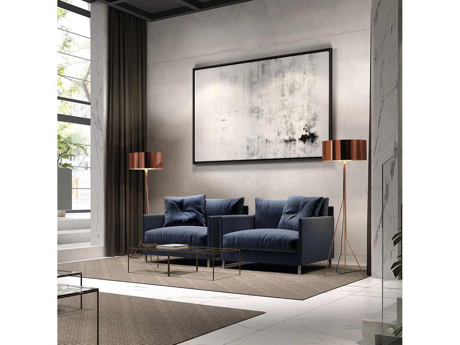 Lampadaire Diagonal moderne -h155cm x d.ø50 cm-e27 13w -on&off-acier,noir