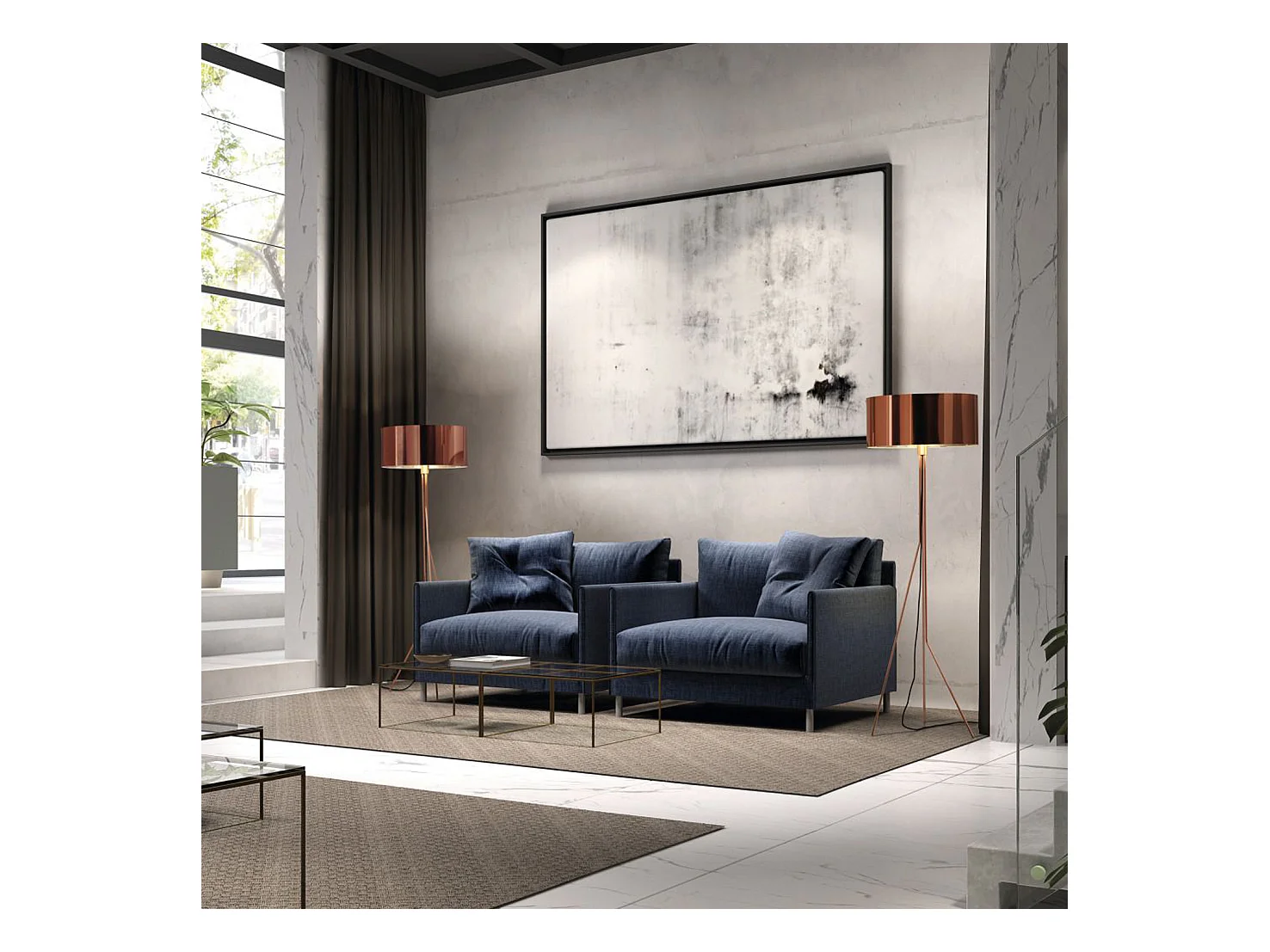 Lampadaire Diagonal moderne -h155cm x d.ø50 cm-e27 13w -on&off-acier,noir