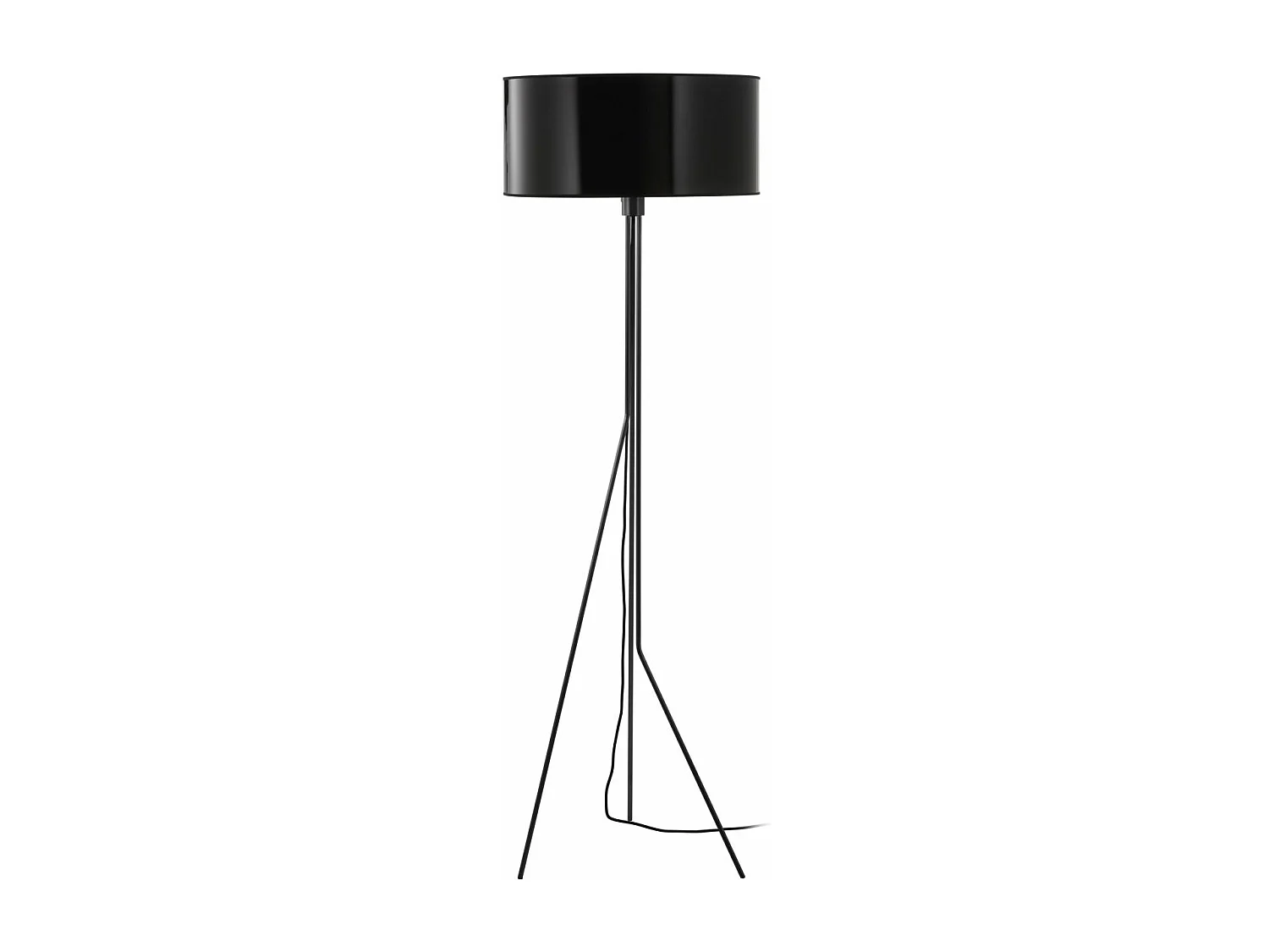 DIAGONAL vloerlamp moderne stijl - Hoogte 155 cm - E27 13W - kunststof lampenkap ø50 cm - aan & uit - 2 m kabel - staal en zwart - binnen