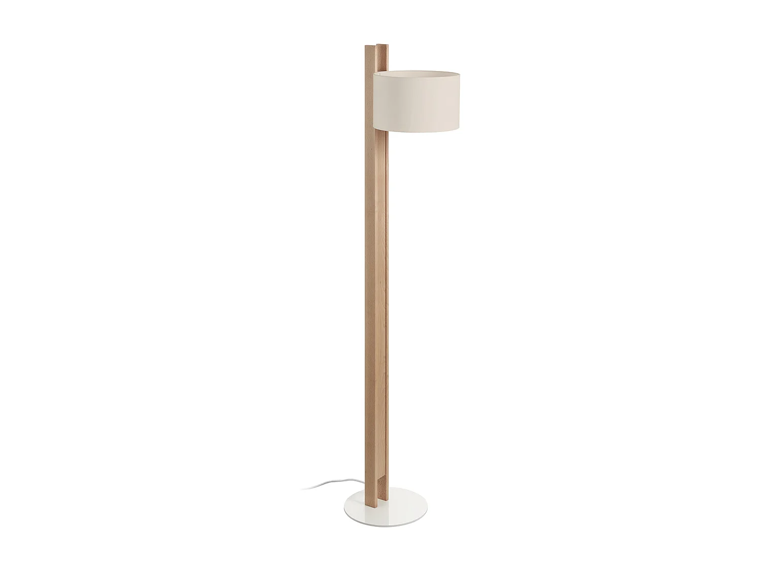 Lampadaire Compact moderne-bois-h140.5cm-e27 40w-ip20-bois et coton marron