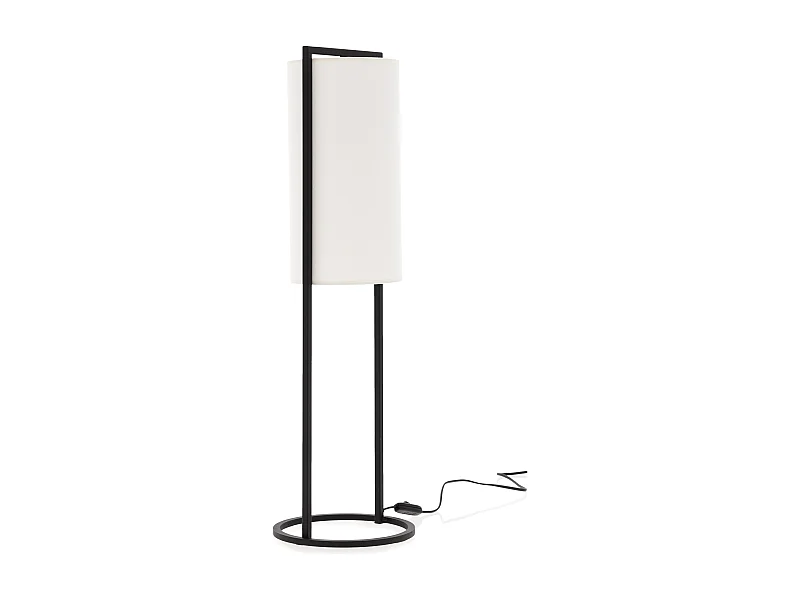 SINTRA vloerlamp moderne stijl - Hoogte 79 cm - E27 40W - lampenkap ø28 cm - 2 meter kabel - aan&uit - staal en katoen - zwart