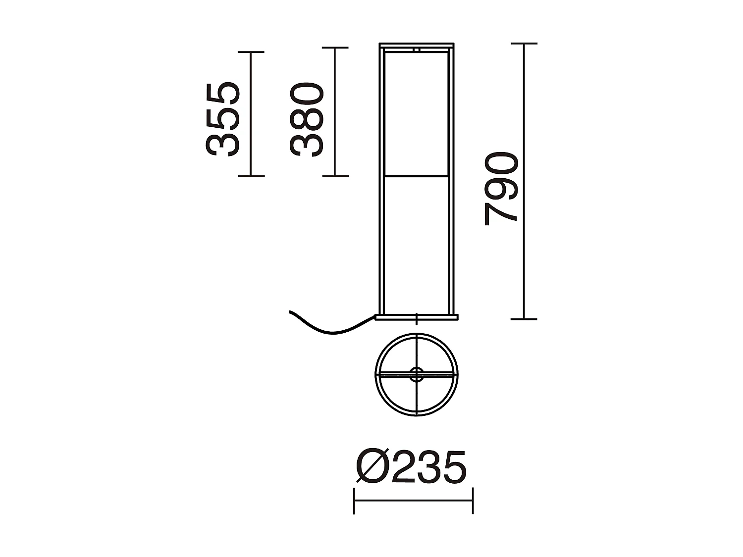 Lampadaire moderne Sintra-h 79 cm x d.ø28 cm-e27 40w-on&off-acier et coton-noir