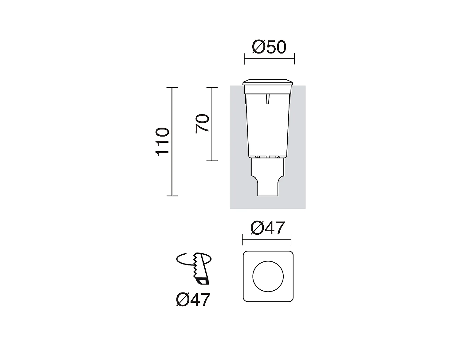 RAIN vloer inbouw moderne en veelzijdige stijl -D. ø5 cm - vierkant - G9 1,7W - 170lm en 3K - hars - ip67 - zwart en blauw