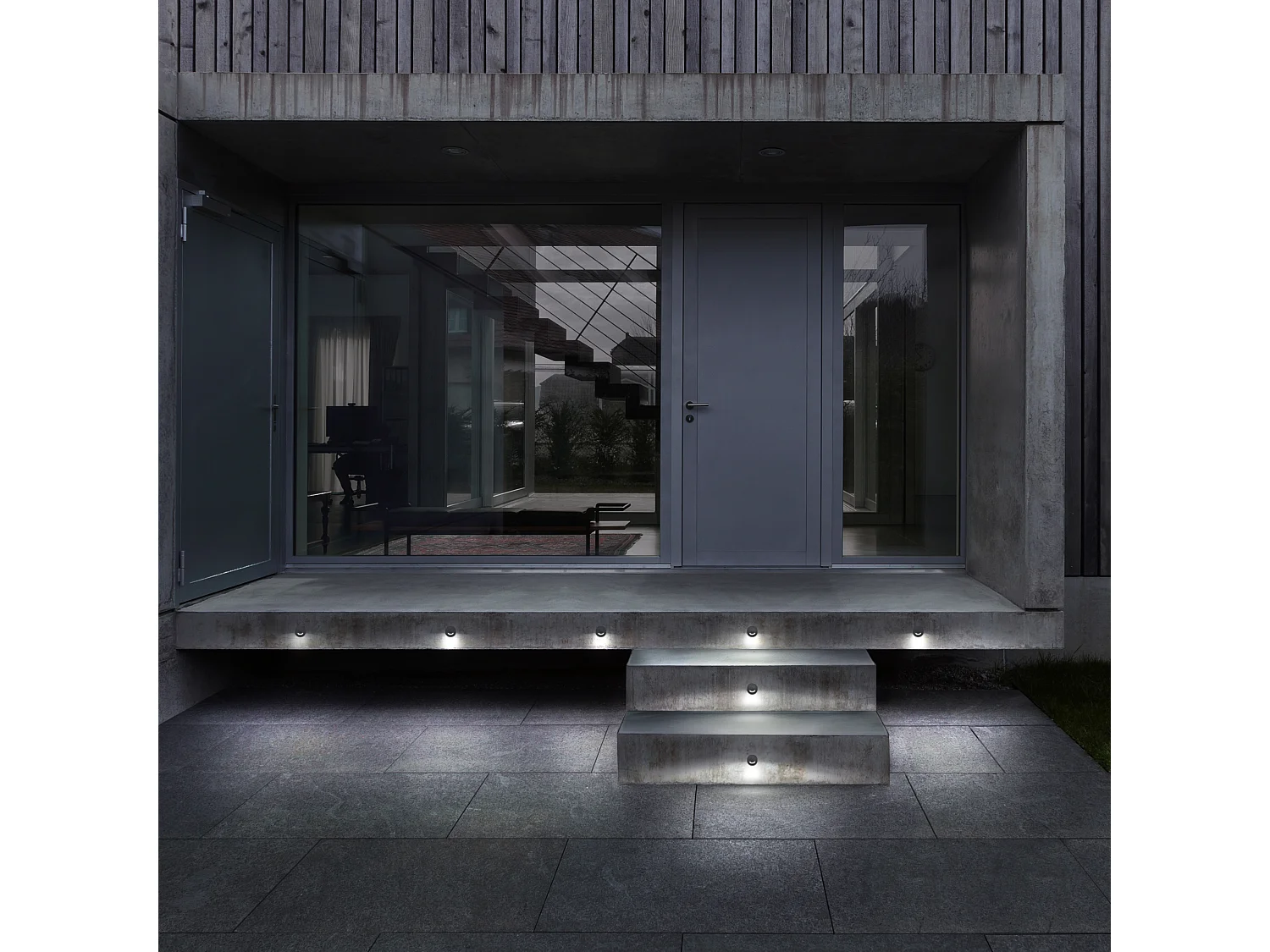 Modern Rain incasso a pavimento-d.ø5cm-tondo-2x emissione-g9 1.7w-170lm,3k-resina-ip67-ng