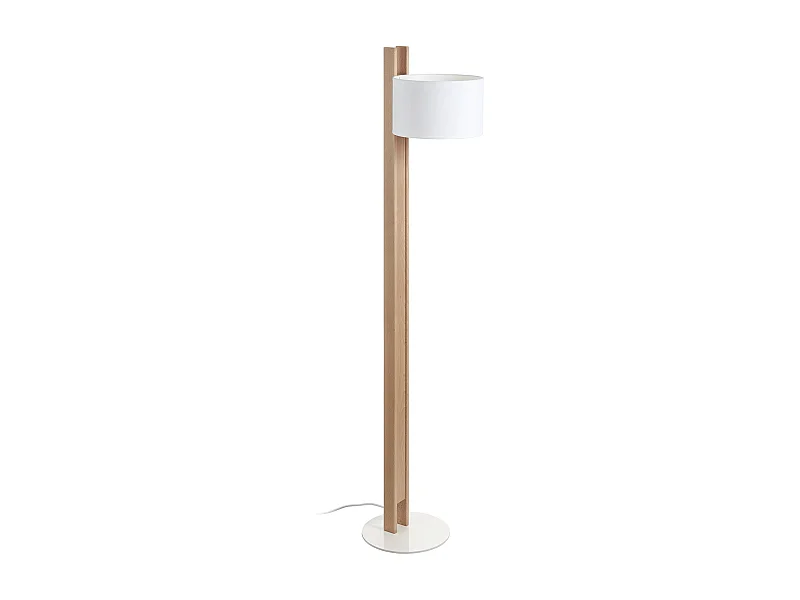 COMPACTE moderne stijl vloerlamp in hout - H 140,5 cm - E27 40W - IP20 - hout en wit katoen