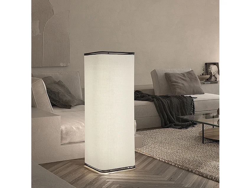 AKIRO Stehleuchte im modernen Stil – Breite 35 x Höhe 102 cm – 2X T8 LED – 14 W 3K – IP20 – an/aus – 2 m Kabel – Stahl und Kunststoff – Schwarz und Weiß