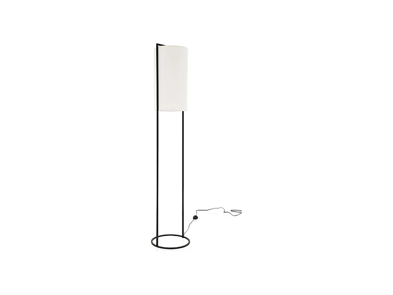 SINTRA moderne stijl vloerlamp - Hoogte 164 cm - E27 40W - lampenkap ø28 cm - 2 meter kabel - aan&uit - staal en katoen - zwart