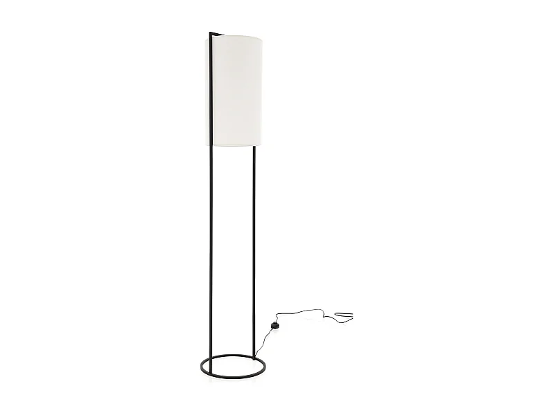 Lampadaire moderne Sintra-h164cm x P. ø28 cm-e27 40w-on&off -acier,coton-noir