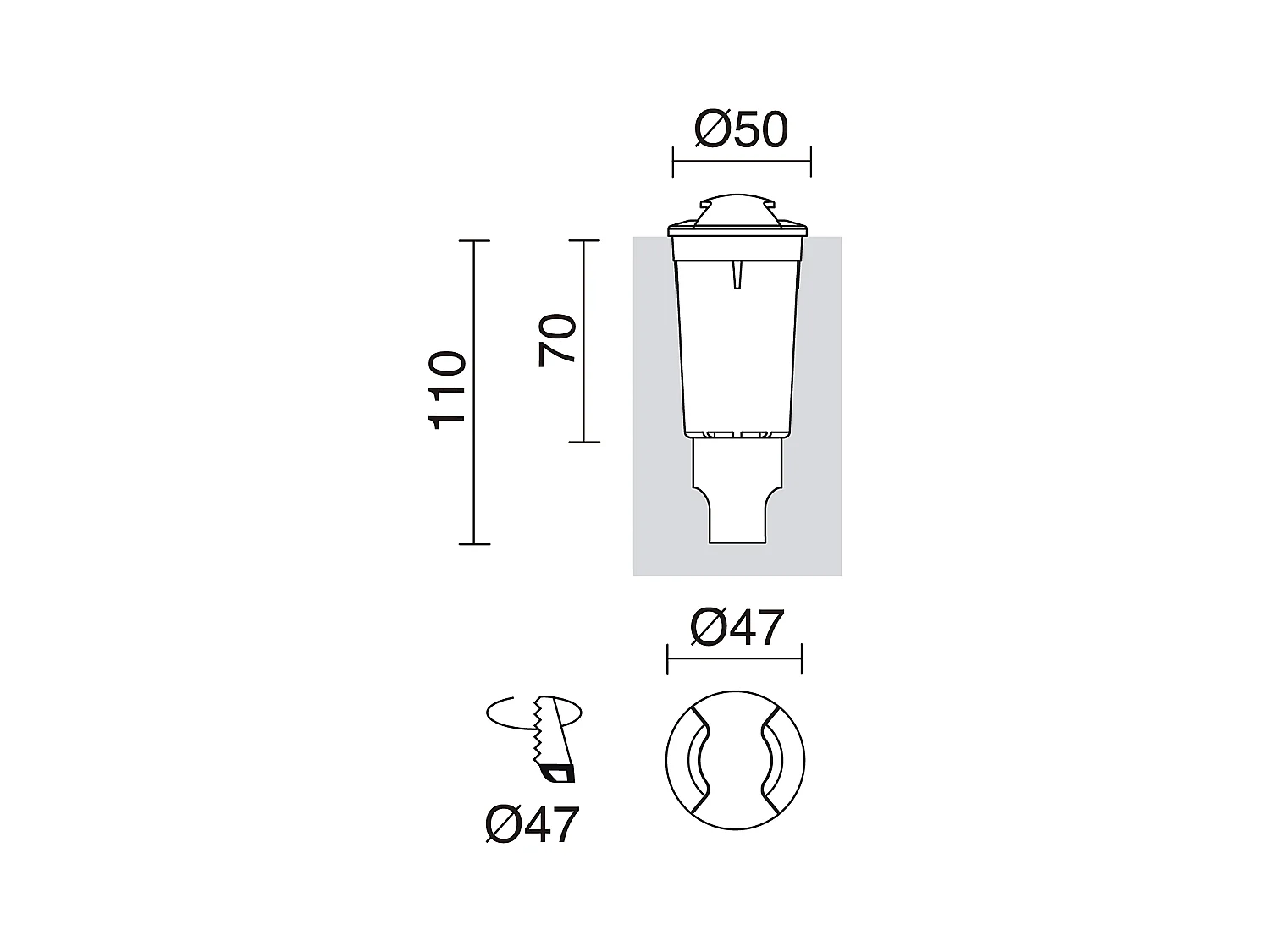 Empotrable de suelo RAIN estilo moderno y versátil -D. ø5 cm - redondo - 2 emisiones- G9 1,7W - 170lm y 3K - resina - ip67 - gris