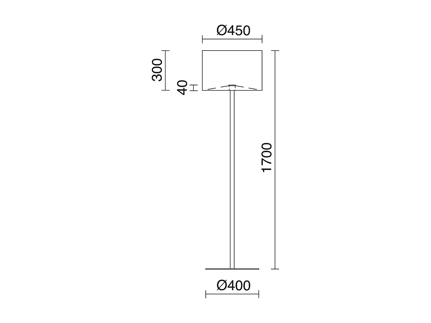 Stehleuchte Amsterdam im klassischen Stil – H170 cm – Stahl und Schwarz – an/aus – E27 max. 40 W – IP20