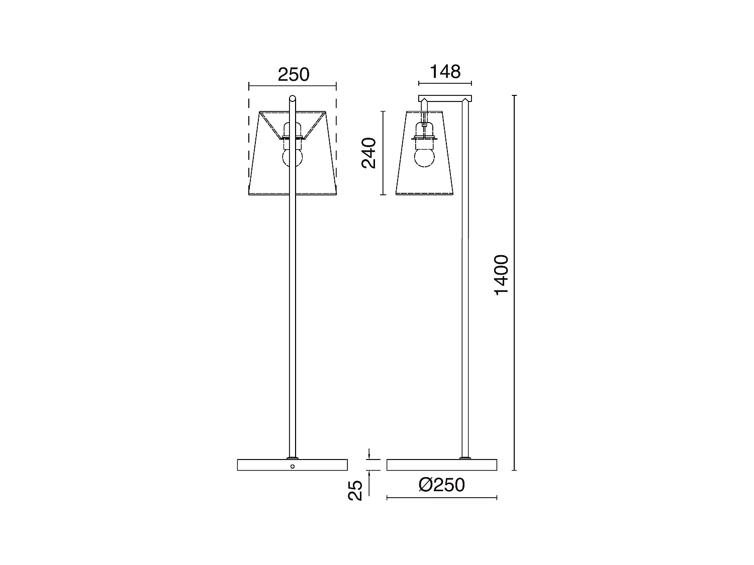 NEMO moderne stijl stalen vloerlamp met kunststof lampenkap - Dia. 25 x Hoogte 140 cm - staal - IP20 - E27 40W - wit en wit